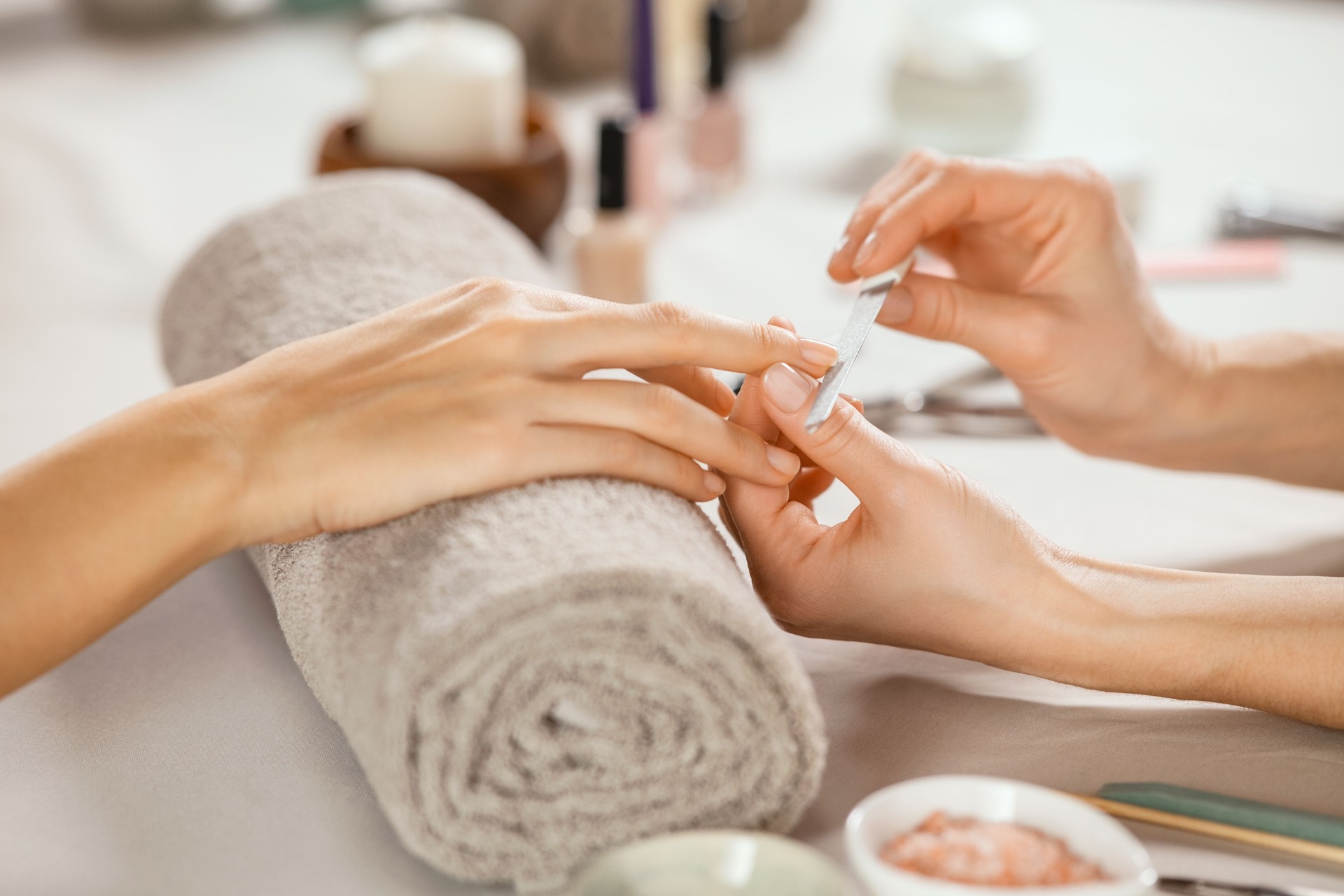 Woman doing manicure